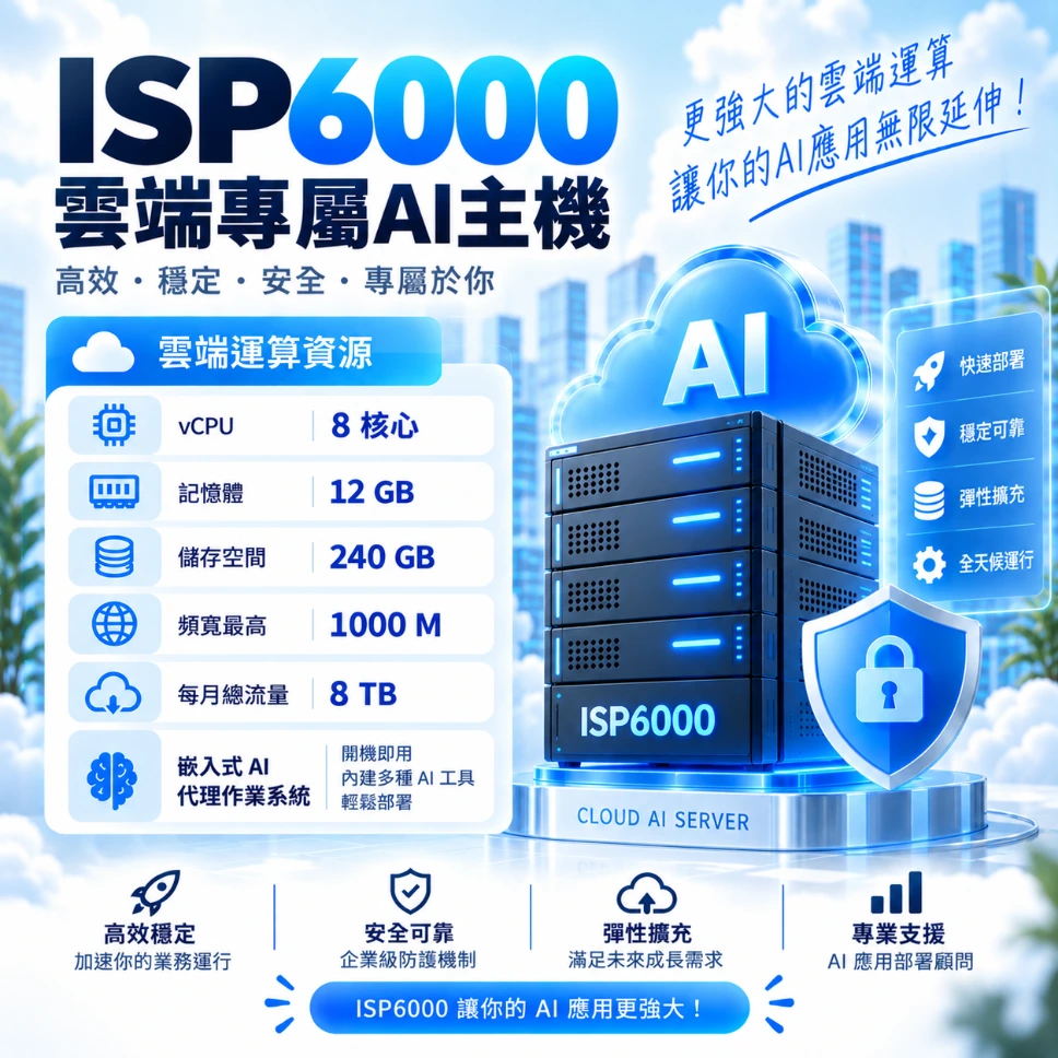 ISP6000 雲端專屬AI主機 (月繳)